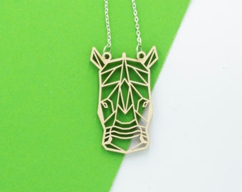 Rhino Geometric Wooden Necklace