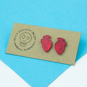 Antatomical Heart Red Acrylic stud earrings