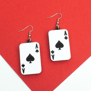 Ace Playing Card Black and White Acrylic Earrings