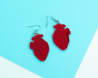 Anatomical Heart red Mirrored Acrylic Earrings