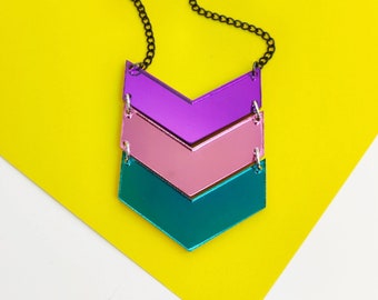 Chevron Mirrored Acrylic Necklace