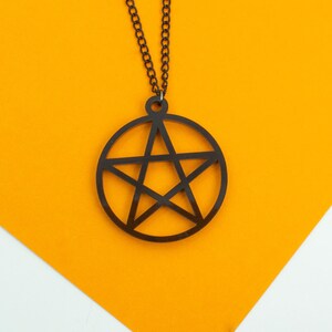 Pentagram Black Acrylic Necklace