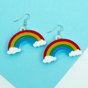 Rainbow and cloud Acrylic bold earrings