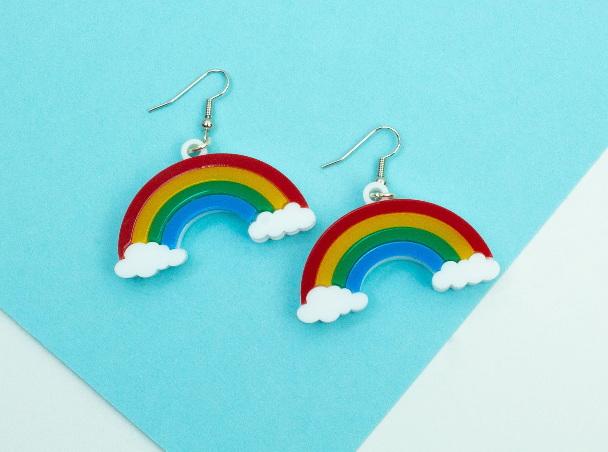 Regenbogen und Wolke Acryl kräftige Ohrringe