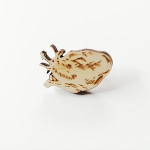 Anatomical Heart engraved wooden pin badge