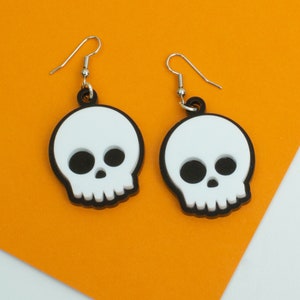 Skull Abstract Black and White Acrylic Earrings
