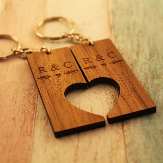 Couples Heart Personalised Keyring
