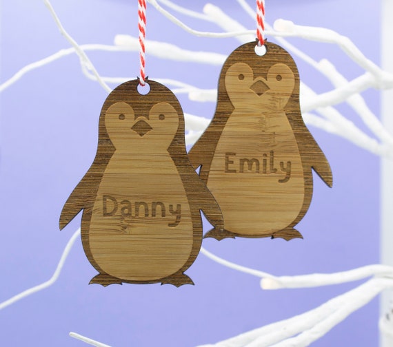Penguin Couple Bamboo Hanging Christmas Decorations