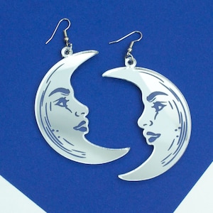 La Lune Moon silver Acrylic Earrings