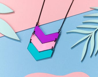Chevron Mirrored Bold Acrylic Necklace