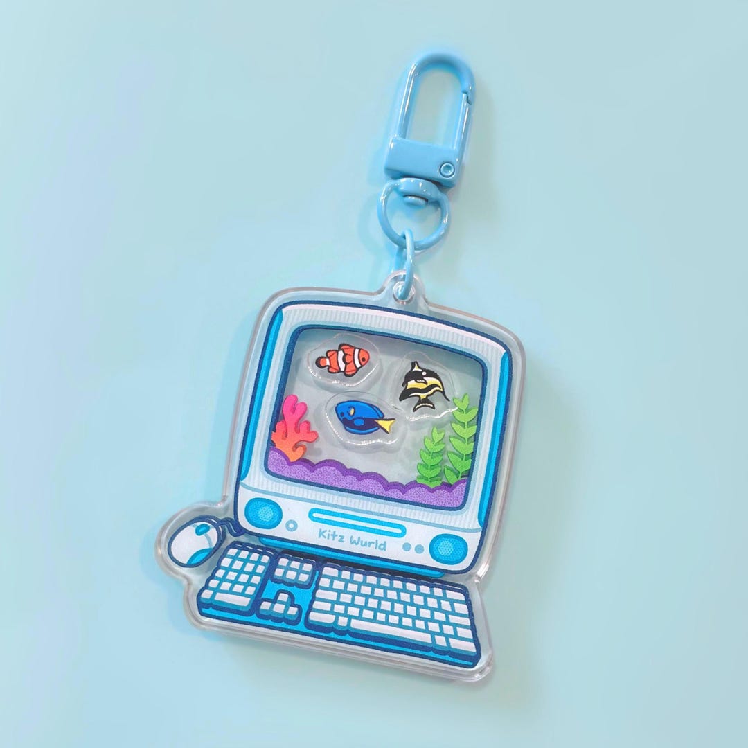 Computer Chair Keychain Aquarium Computer Shaker Keychain - Etsy