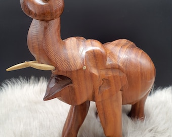 Decorative elephant wood figure, carved
