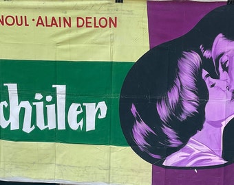 Colour film poster Die Schüler, Francoise Arnoul, Alain Delon, original canvas poster, hand-painted, 1959
