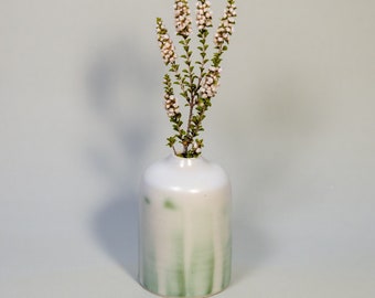 Handmade ceramic vase - light green accents