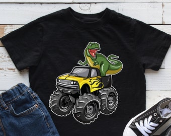 Monster Truck Dino Kids Shirt, Monster Truck Gift, Dino Lover Shirt, Longsleeve, Youth, Infant, Hoodie