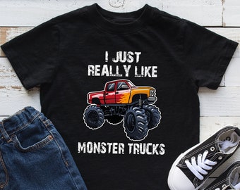 I Just Really Like Monster Trucks Kids Shirt, Monster Trucks Youth Shirt, Monster Truck Lover Gift, Longsleeve, Infant, Hoodie