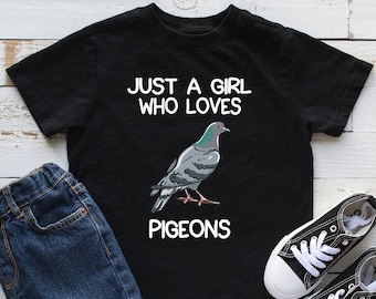 Just A Girl Who Loves Pigeons Kids Shirt, Pigeon Youth Shirt, Pigeon Lover Gift, Infant, Hoodie