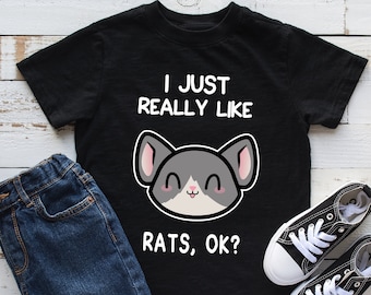 Toddler Baby Girl Ok I Just Freaking Love Rats Funny Short Sleeve Cotton T Shirts Basic Tops Tee Clothes