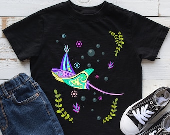 Colorful Stingray Kids Shirt, Stingray Youth Shirt, Stingray Lover Gift, Bodysuit, Infant, Hoodie