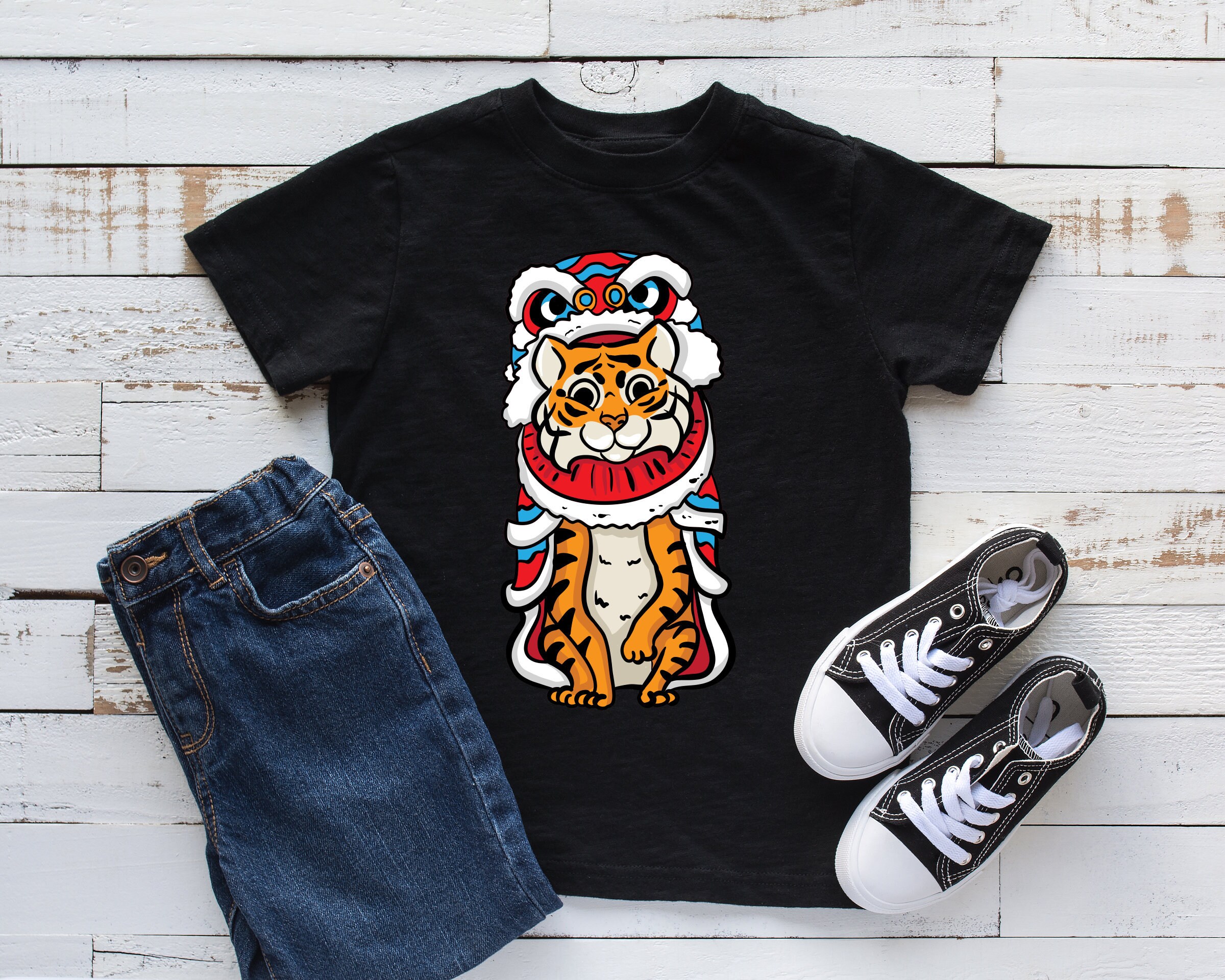 Chinese Tiger Wearing Dragon Suit Kids Shirt Chinese Zodiac | Etsy
