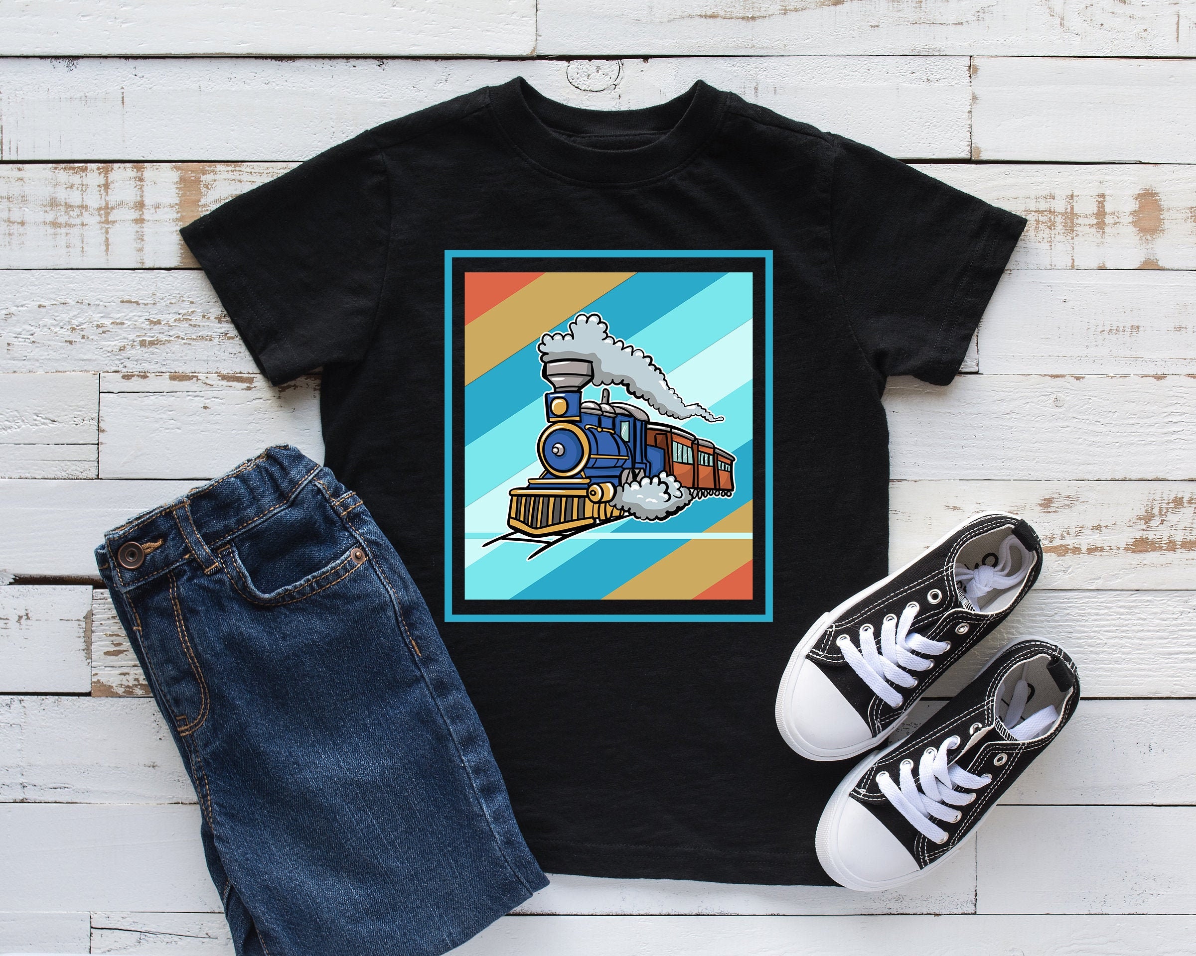 Train Vintage Kids T Shirt Train Railroad Youth Gift Etsy