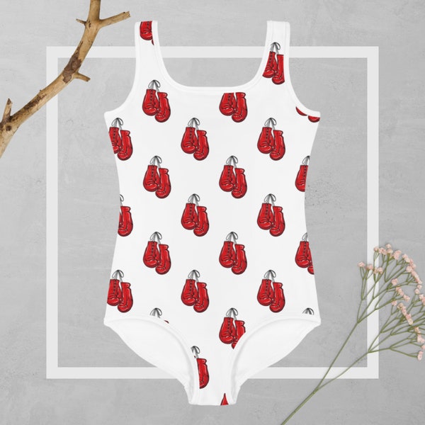 Boxing Gloves Pattern Swimsuit, Toddler, Kids Swimwear Pattern, Swimsuit for Girls, Youth Swim Suit Gifts, Boxing Lover Gift