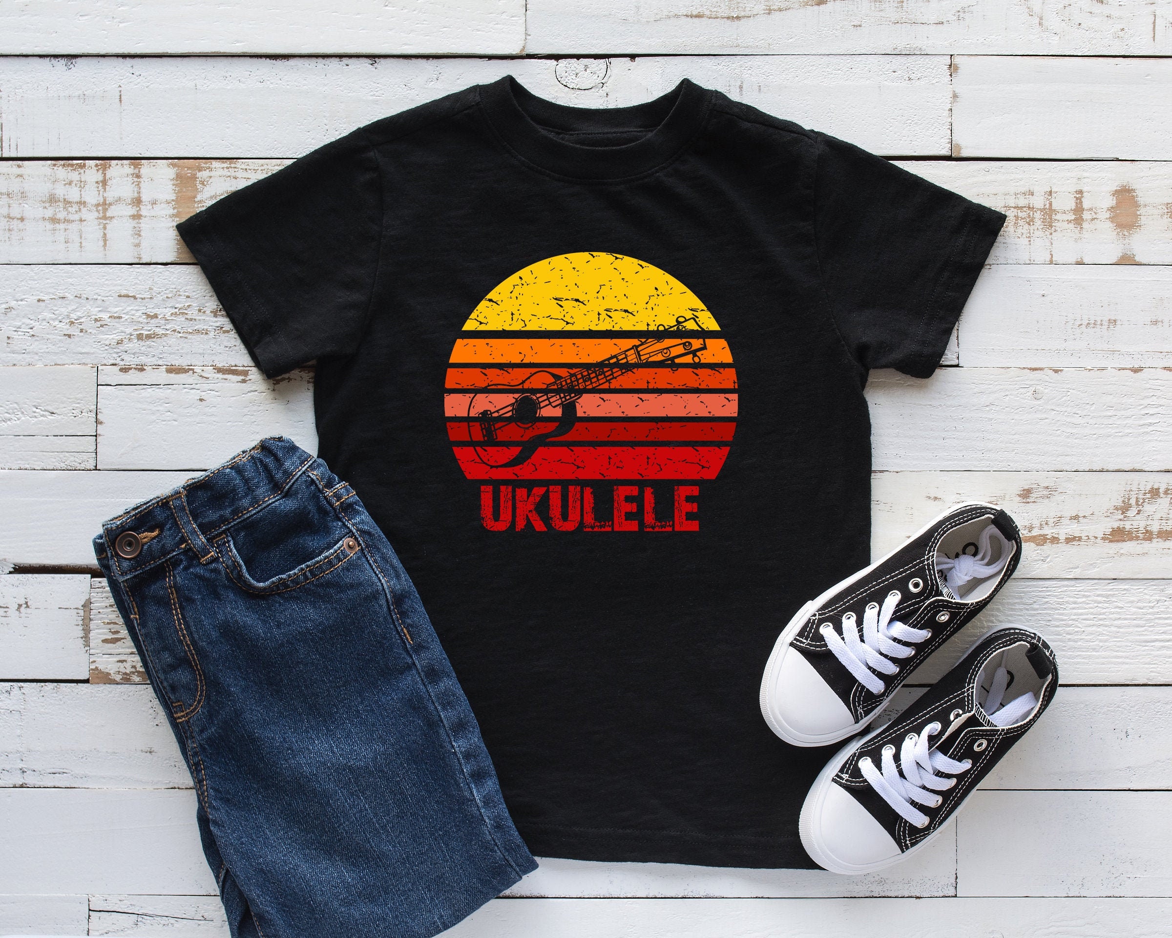 Ukulele Retro Sun Kids Shirt Ukulele Youth Shirt Ukulele | Etsy