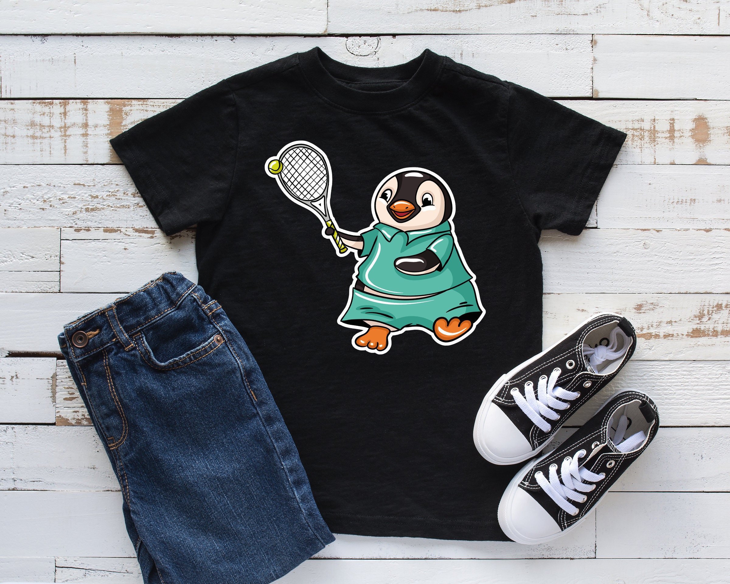 Penguin Tennis Kids Shirt Penguin Youth Shirt Tennis Youth Etsy