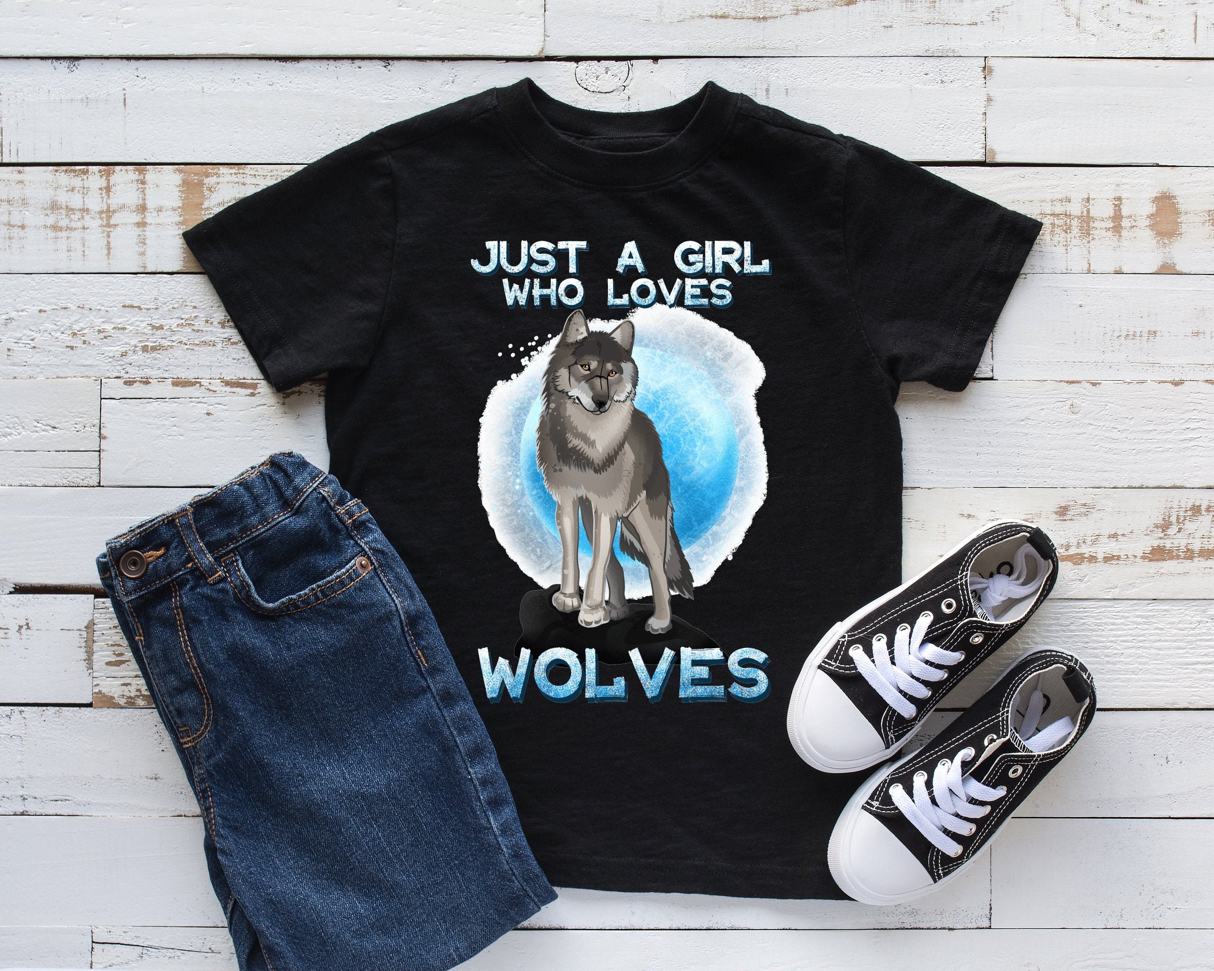 Just A Girl Who Loves Wolves Kids Shirt Wolf Youth Shirt Etsy