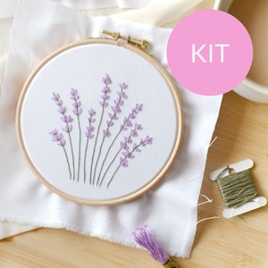 5&quot; Lavendel Stickpackung, modernes Bastelset für filigrane Frauen, zauberhaftes Blumen Stickmuster, tolles Geschenk für Gartenliebhaber