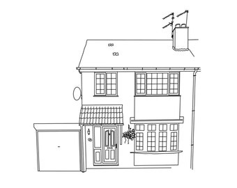 DIGITAL Custom House Illustration in Black And White For Special New Home Gift