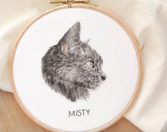 Custom Cat Portrait Embroidery Gift For Cat Memorial Or Loss Of Cat