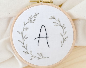 Custom Initial Embroidery Hoop Art, handmade christmas gift for a new mum or a newborn baby for nursery decor