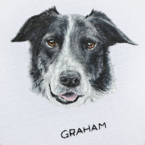 Personalised painted pet portrait embroidery hoop art, loss of dog memorial gift for a dog lover image 3