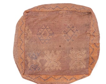 Marokkanisches Vintage-Bodenkissen, Marokko-Vintage-Kissen, einzigartiges Vintage-Bodenkissen aus Vintage-Teppich, marokkanischer Pouf.