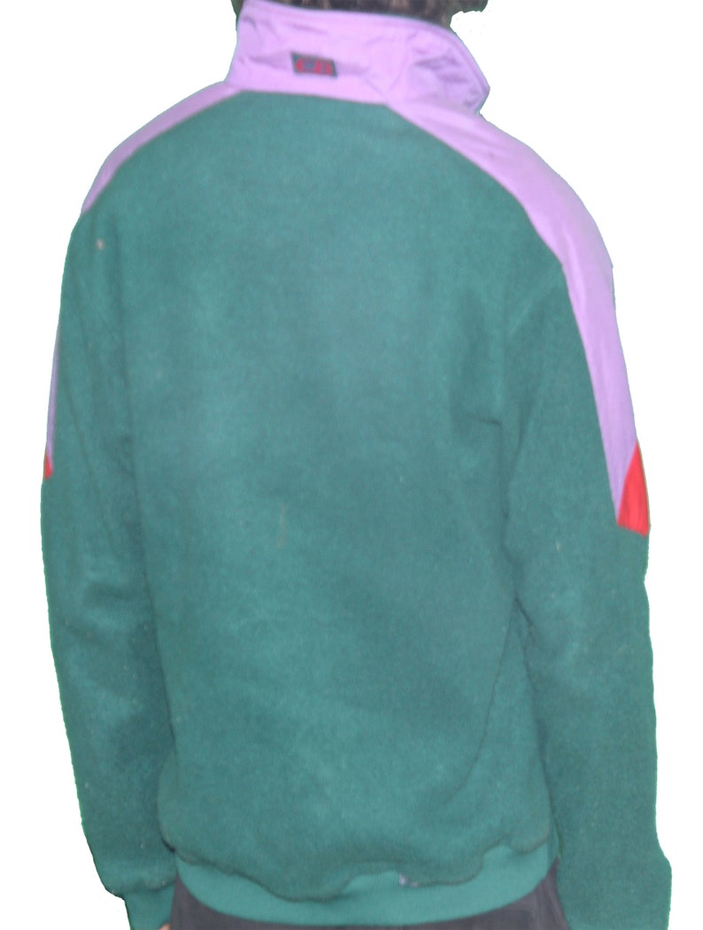 80/'s CB Sports Wool 12 Zip PurpleRed VTG Pullover Mens S FUNKY