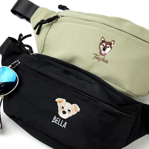 Haustier Porträt Tasche, Crossbody Tasche, personalisierte Gürteltasche, Benutzerdefinierte Hunde Porträt, Sommer Gürteltasche, Haustier Gesicht gestickt, Dod Dad Geschenk 25071702
