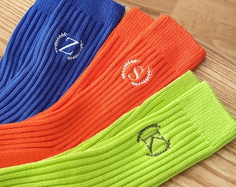 Custom Socks, Socks with Name, Monogrammed Socks, Soft Cotton Socks, Embroidered Men's Dress Socks, Customized Socks 24072901
