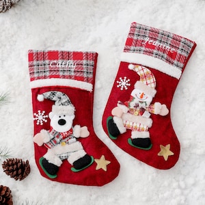 Custom Name Stocking, Xmas Stocking, Gift for Family, Snowman Stockings, Santa Stockings, Gift for Kid Christmas, Holiday Stockings 24111102