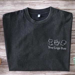 T-shirt, Custom Logo Tshirts, Washed Vintage Tee, Cotton Shirt, Embroided Tshirt, Birthday Gift, Cute Cat Shirt, Custom Text Tshirt 25020801