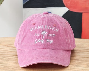 Custom Girls Trip Hats, Miami Beach Hats, Outdoor Caps, Embroidered Palm Tree Hats, Party Hat, Women Hat, Bridal Party Gift 24073103