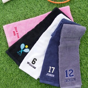 Personalized Sweat Towel, Custom Towel for Him, Embroidered Name Bath Towel, Team Player Gifts, Tennis, Basketball, Baseball 25101702 image 3