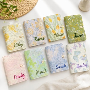 Refillable Personalized Journal, Custom Name Embroidered Notebook, Floral Fabric Notebook, Bridesmaid Gift, Gift for Her  FF08