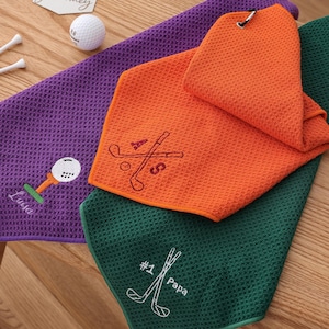 ゴルフタオルカスタム、パーソナライズゴルフタオル、感謝祭ギフト、お父さんへのギフト、刺繍ゴルフタオル、女性へのゴルフギフト、ゴルフギフト 24111003