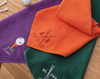 Golf Towel Custom, Personalized Golf Towel, Thanksgiving Gift, Gift for Dad, Embroidered Golf Towel, Golf Gift for Women, Golf Gift 24111003