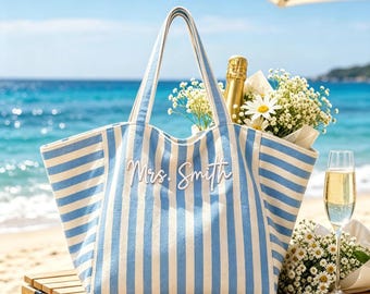 Personalized Embroidered Mrs Canvas Tote Bag,Custom Bride Gift for Bridal Shower & Bachelorette Party Favors,New Mrs Wedding PurseLM160702