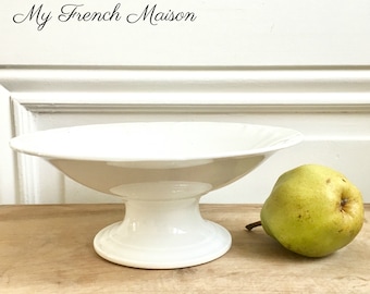 French Vintage White Porcelain Fruit Stand / Vintage White Ceramic Compotier / French Country Kitchen Decor / Shabby Chic / French Kitchen