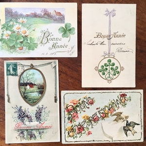 Collection de cartes postales vintage françaises / Papier éphémère français vintage / Cartes de voeux vintage / Cartes postales à collectionner / Décoration romantique française