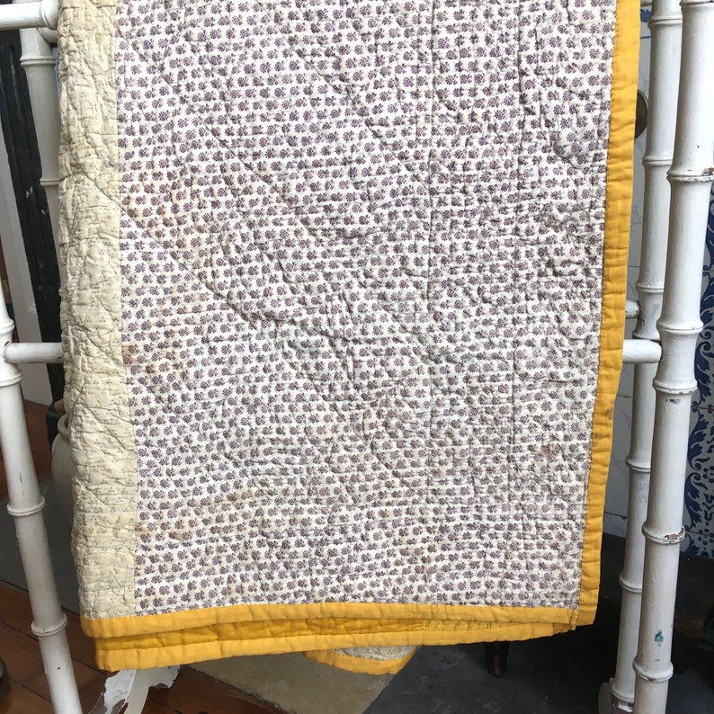 French Vintage Quilted Coverlet / French Vintage Textile / Etsy