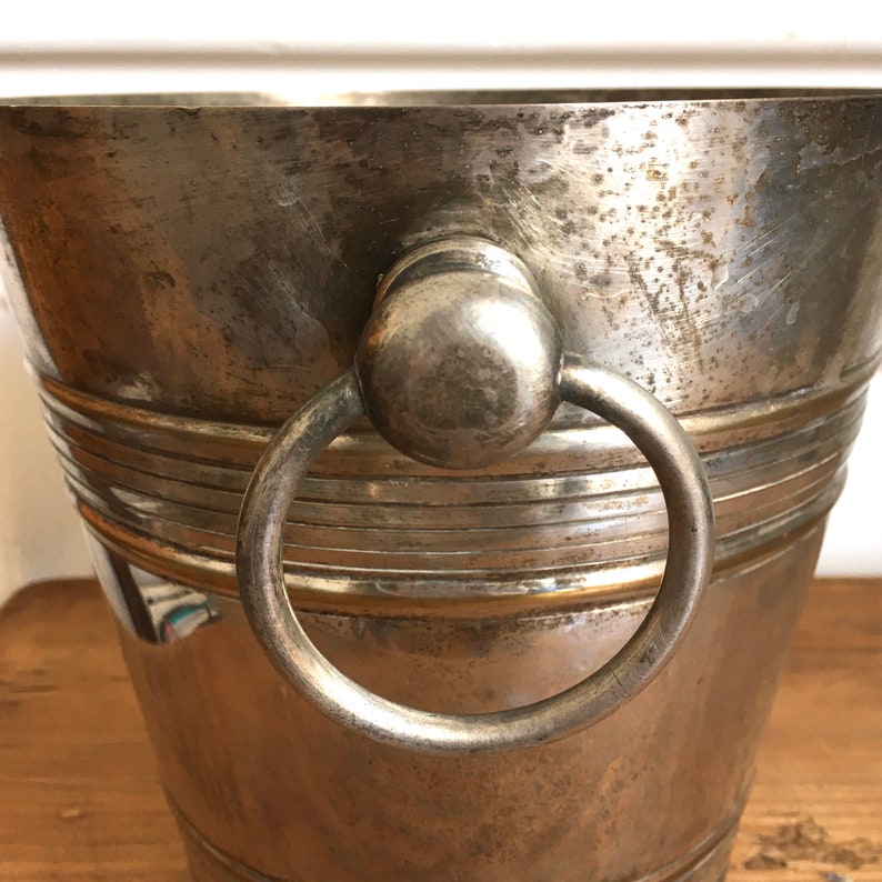 French Vintage Champagne Bucket / French Silver Plated Champagne Pail / Shabby Chic Wedding / French Home Decor / Vintage Wedding Decor image 8